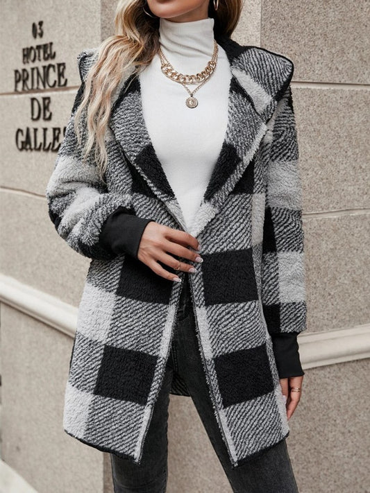 Loose Plaid Sweater Cardigan