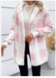 Loose Plaid Sweater Cardigan